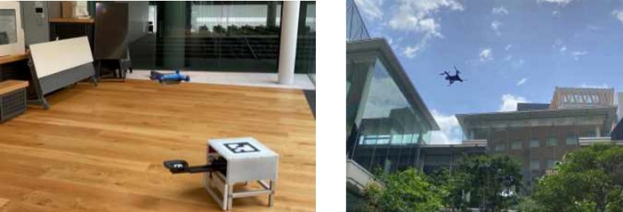 近畿大学のキャンパスで、屋内外両用ドローンによる自動巡回警備の実証に成功 ~仮想の都市空間に見立てたキャンパスで、ドローンによる巡回警備の実用化をめざす~